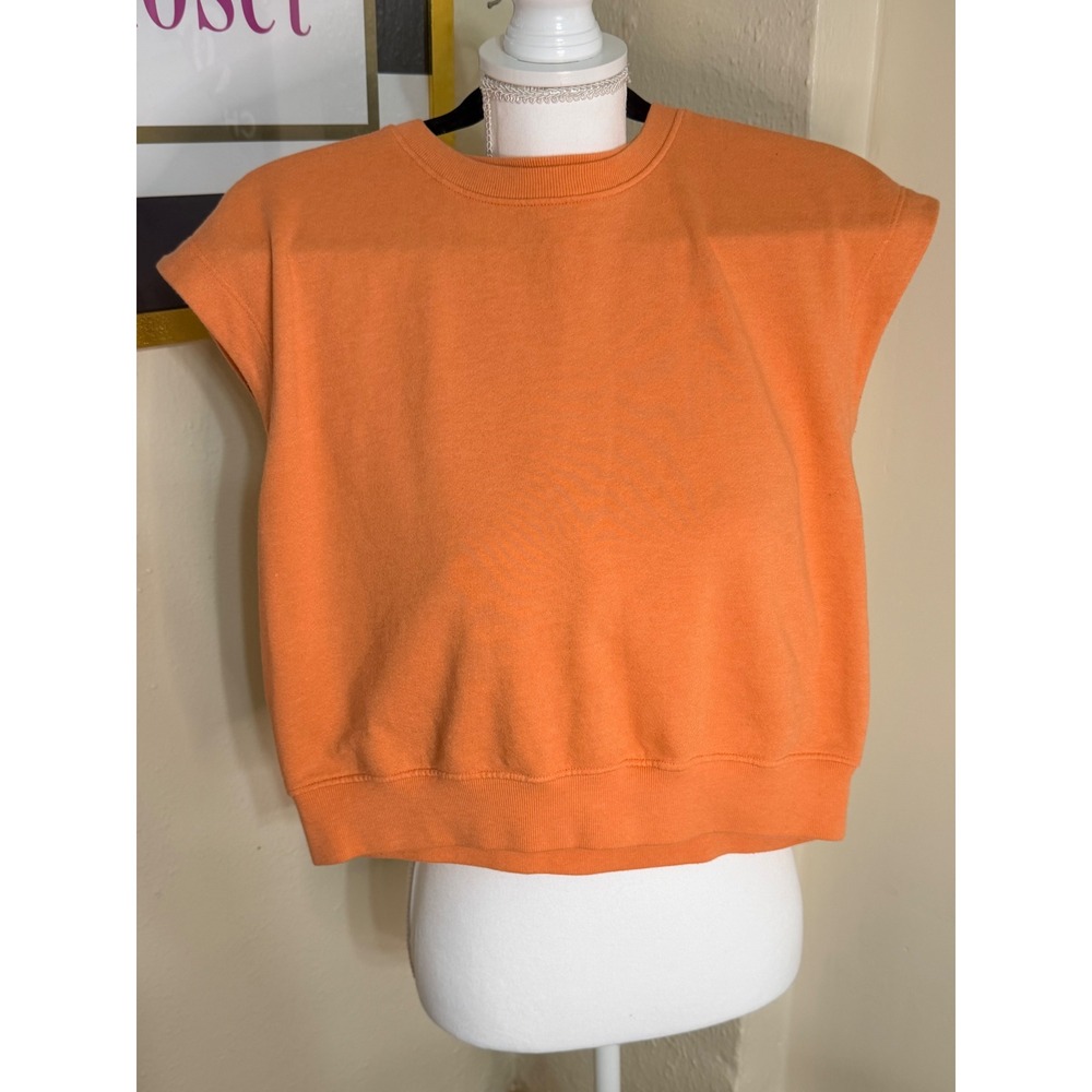Sundry Orange Sleeveless Sweatshirt Muscle Tee S Made in USA
